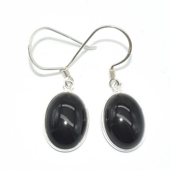 Sterling Silver Black Onyx Hand Made Earrings - Picture 1 of 3